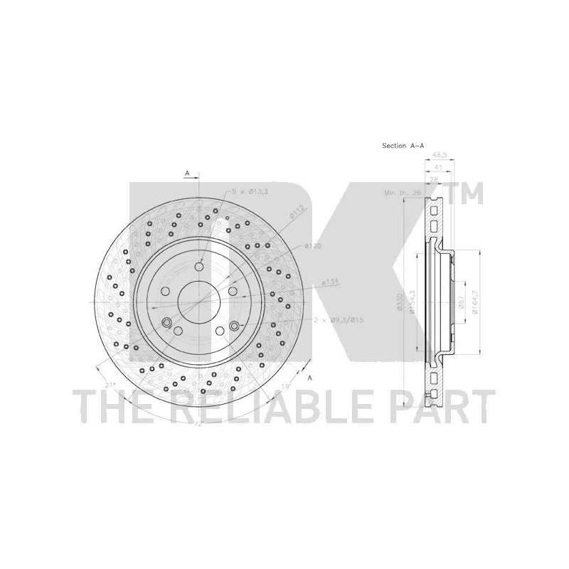 Jeu de 2 disques de frein avant NK 2033117 - Visuel 2