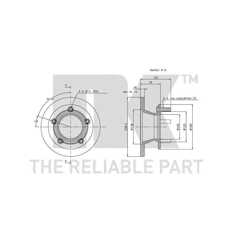 Jeu de 2 disques de frein avant NK 203314 - Visuel 2