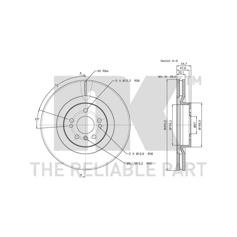 Jeu de 2 disques de frein avant NK 203393 - Visuel 2