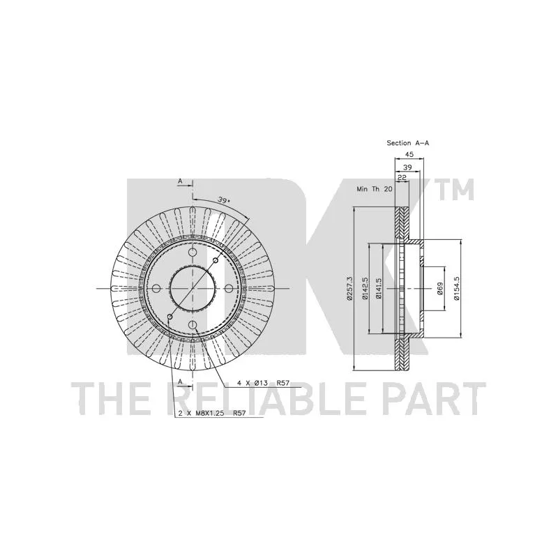 Jeu de 2 disques de frein avant NK 203403 - Visuel 2