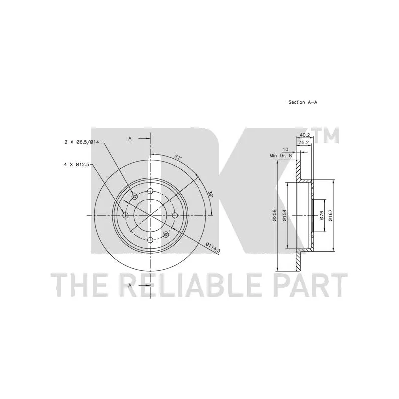 Jeu de 2 disques de frein arrière NK 203406 - Visuel 2