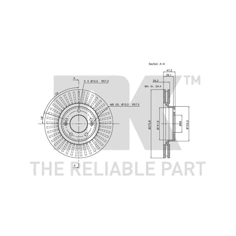 Jeu de 2 disques de frein avant NK 203413 - Visuel 2