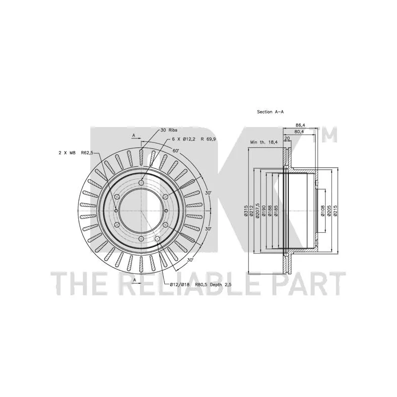 Jeu de 2 disques de frein arrière NK 203427 - Visuel 2
