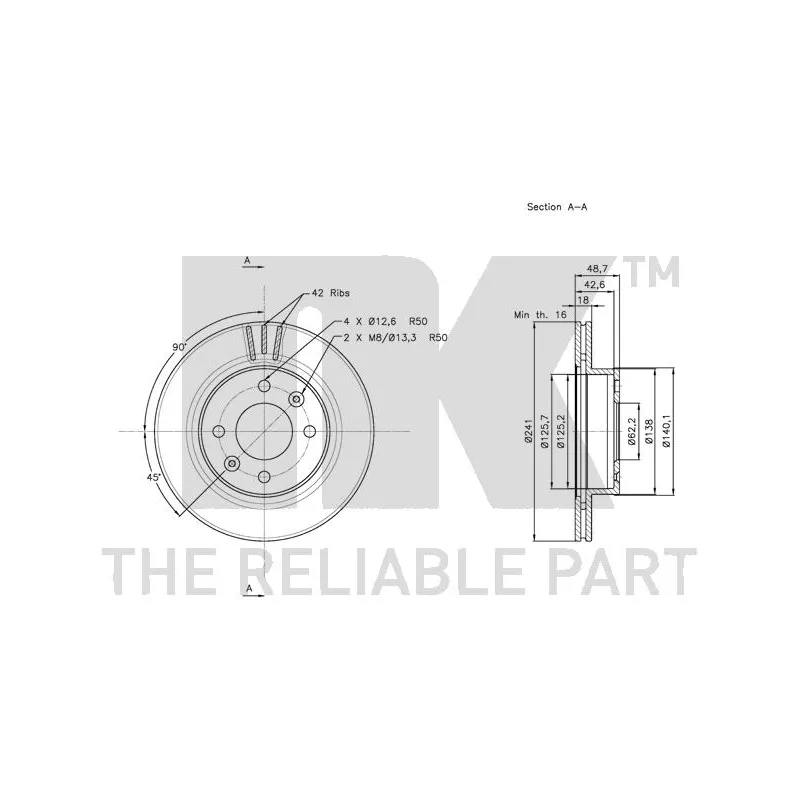 Jeu de 2 disques de frein avant NK 203517 - Visuel 2