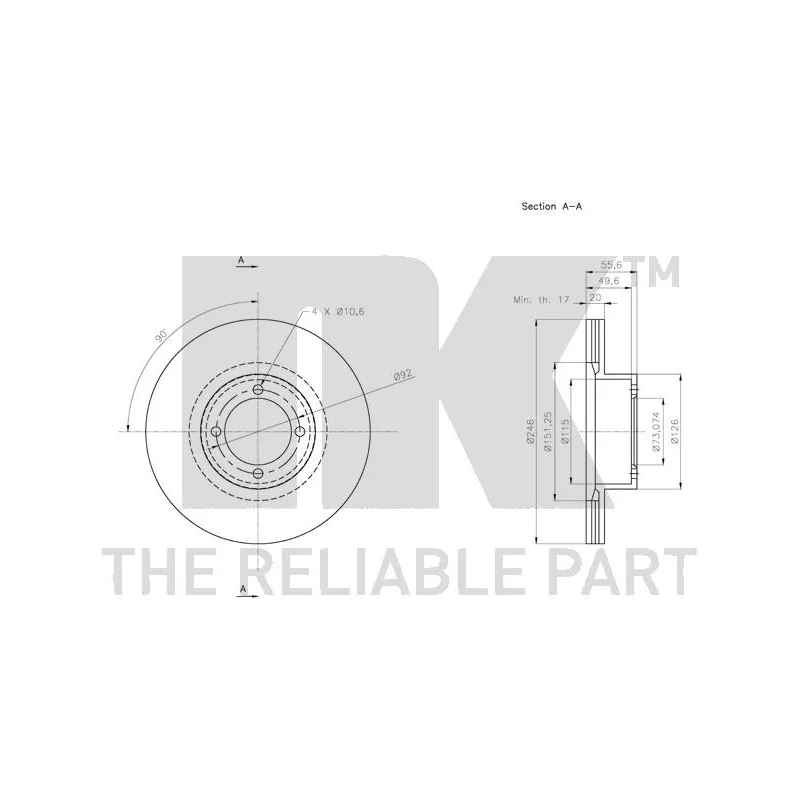 Jeu de 2 disques de frein avant NK 203615 - Visuel 2