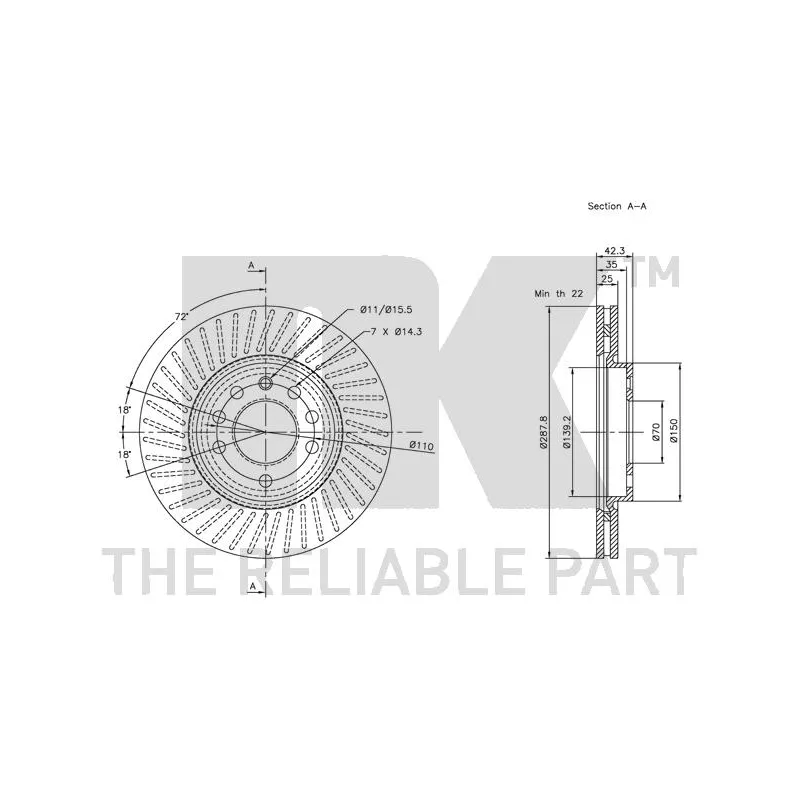 Jeu de 2 disques de frein avant NK 203625 - Visuel 2