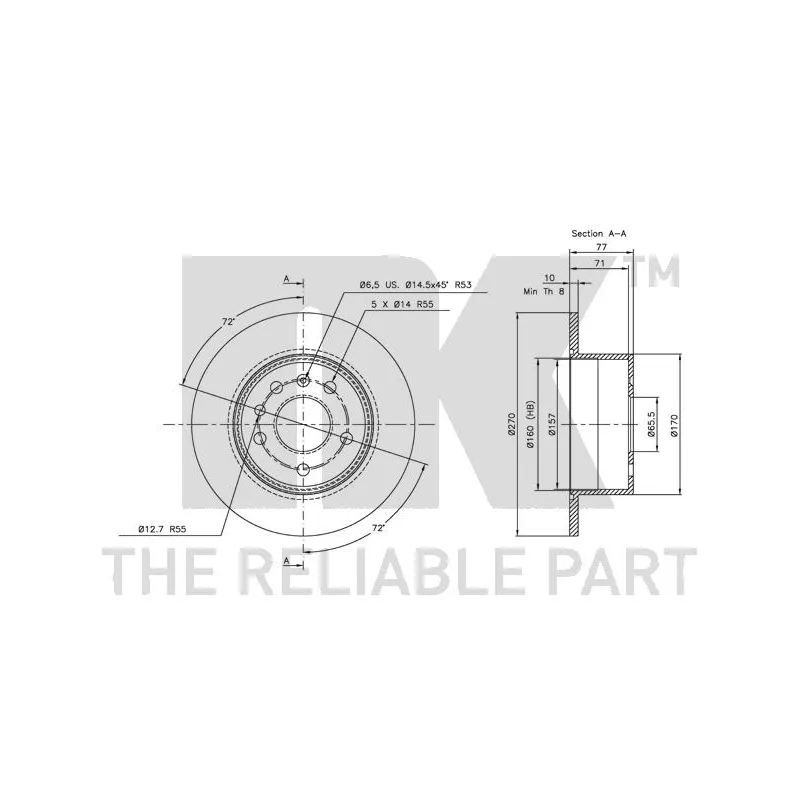 Jeu de 2 disques de frein arrière NK 203626 - Visuel 2