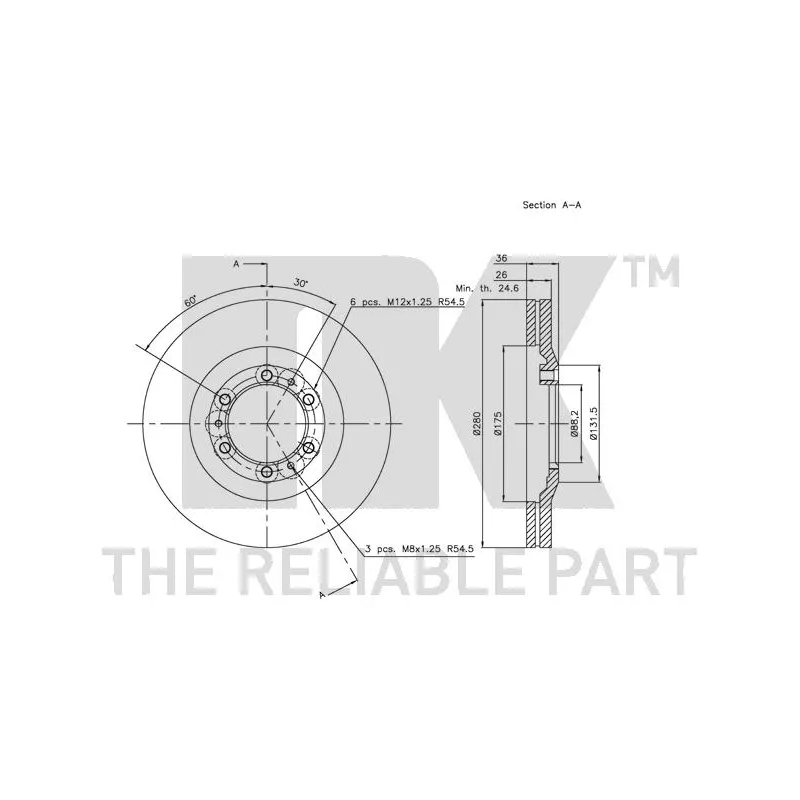 Jeu de 2 disques de frein avant NK 203628 - Visuel 2