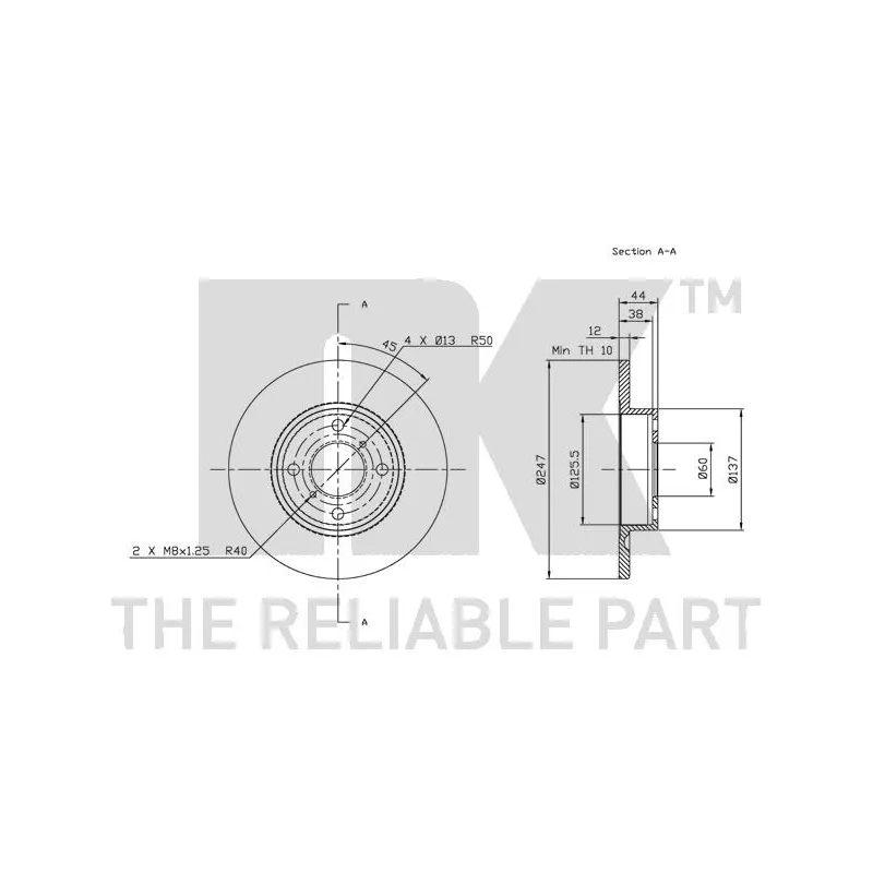 Jeu de 2 disques de frein avant NK 203642 - Visuel 2