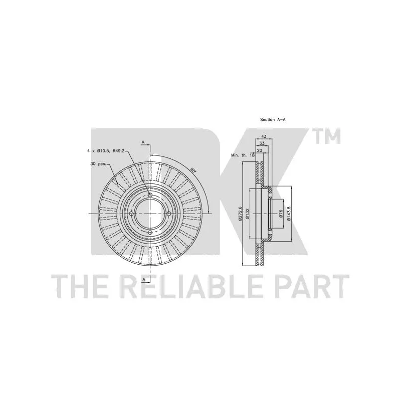Jeu de 2 disques de frein avant NK 203713 - Visuel 1