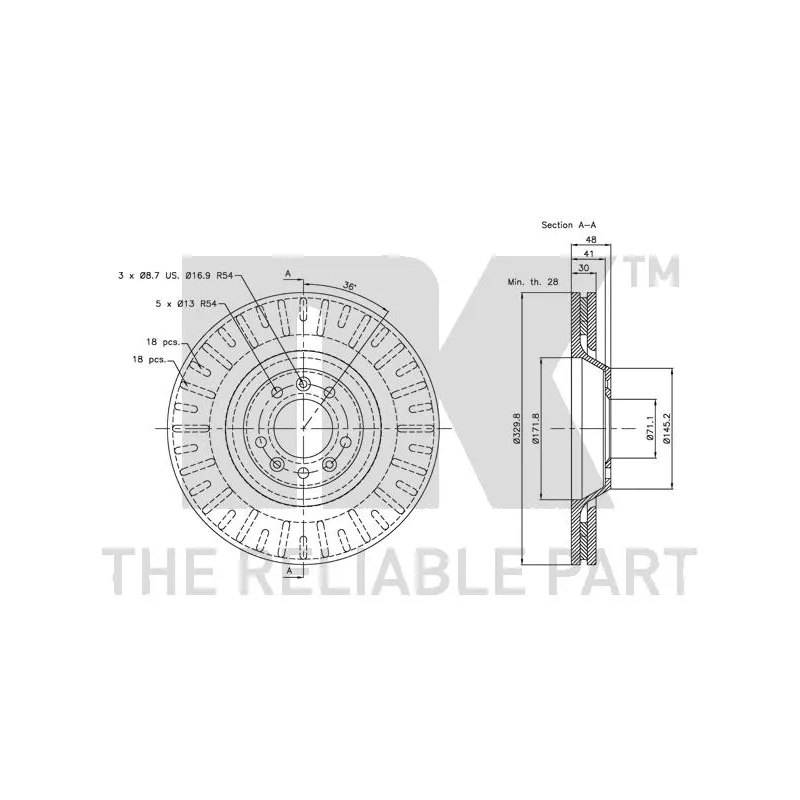 Jeu de 2 disques de frein avant NK 203728 - Visuel 2