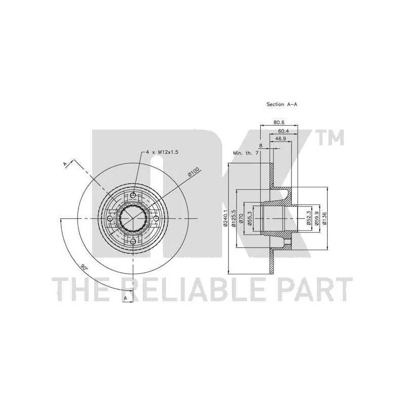 Jeu de 2 disques de frein arrière NK 203937 - Visuel 2