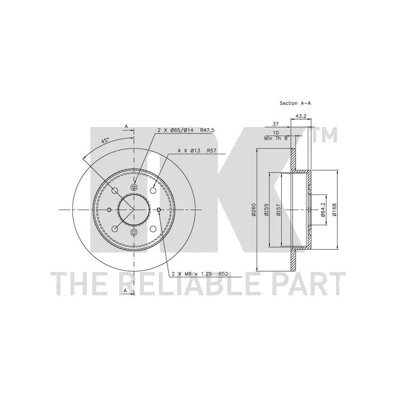 Jeu de 2 disques de frein arrière NK 204011 - Visuel 1