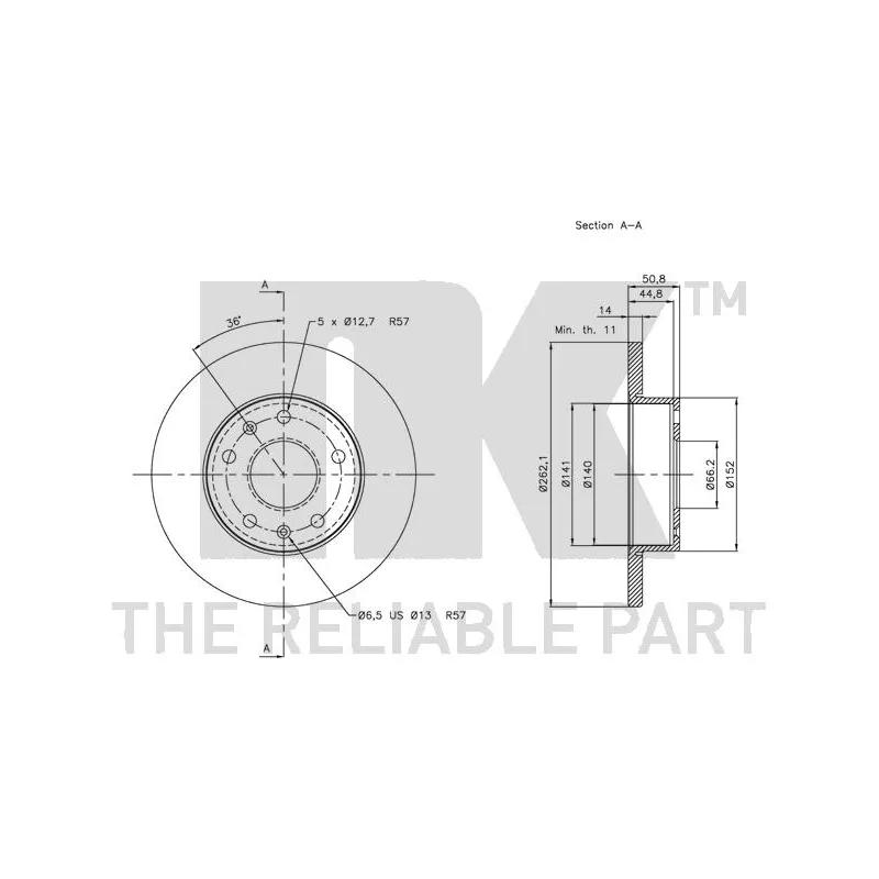 Jeu de 2 disques de frein avant NK 204014 - Visuel 2