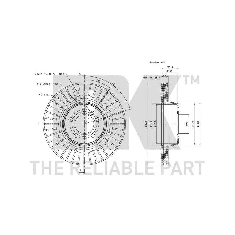 Jeu de 2 disques de frein avant NK 204025 - Visuel 2