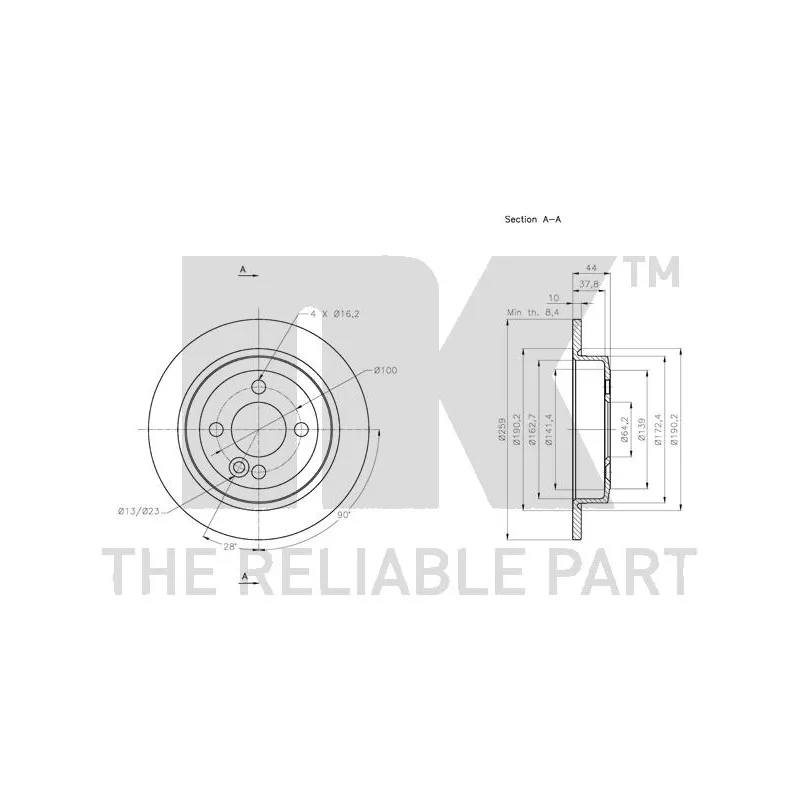 Jeu de 2 disques de frein arrière NK 204036 - Visuel 2