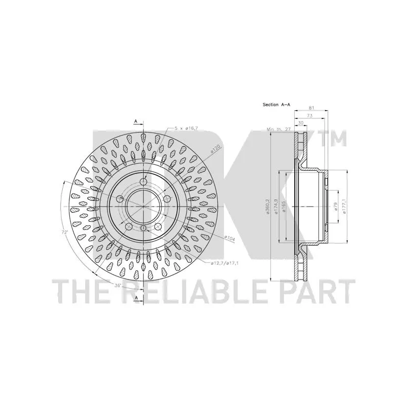 Jeu de 2 disques de frein avant NK 204044 - Visuel 2