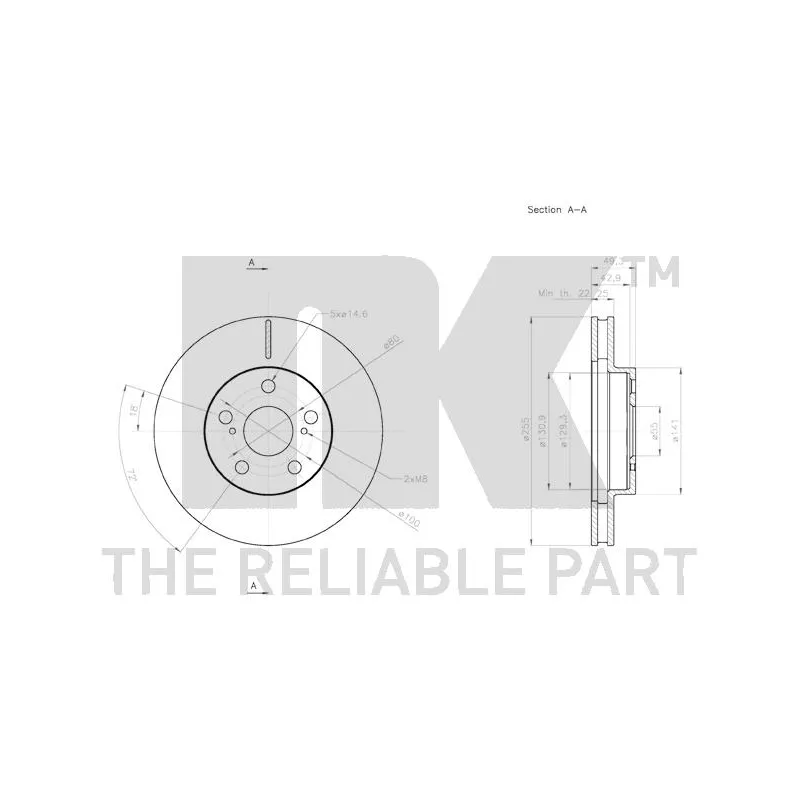 Jeu de 2 disques de frein avant NK 2045142 - Visuel 2
