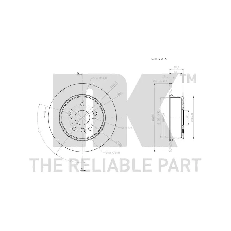 Jeu de 2 disques de frein arrière NK 2045158 - Visuel 2
