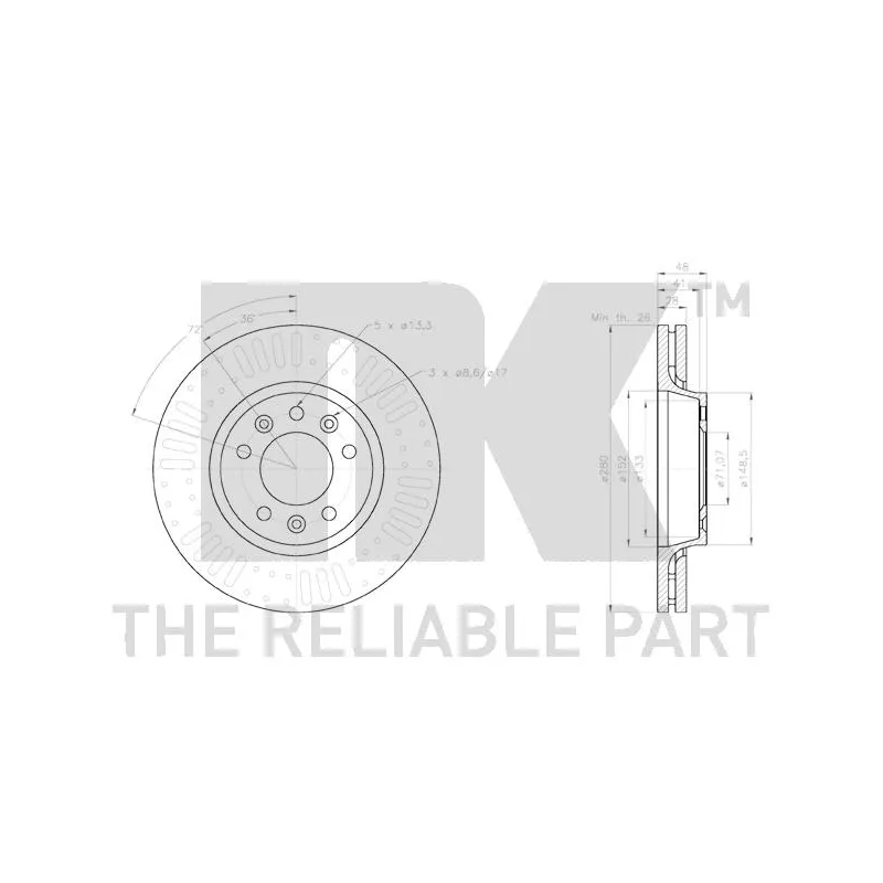 Jeu de 2 disques de frein avant NK 2045175 - Visuel 2