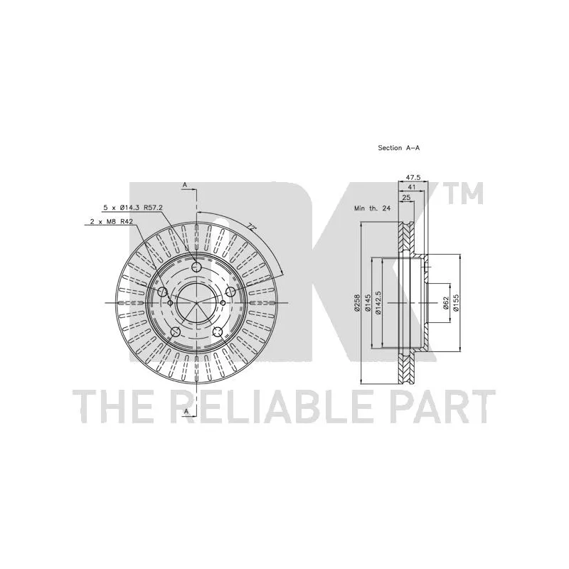 Jeu de 2 disques de frein avant NK 204555 - Visuel 1