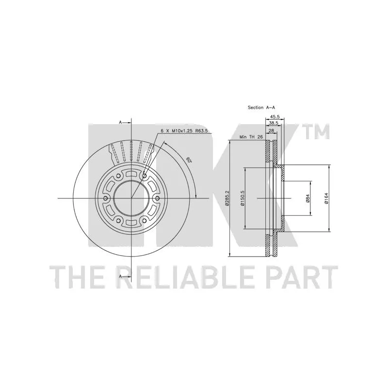 Jeu de 2 disques de frein avant NK 204567 - Visuel 2