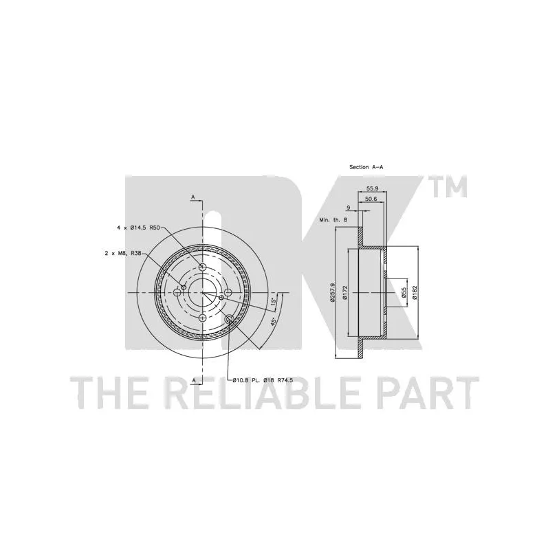Jeu de 2 disques de frein arrière NK 204584 - Visuel 2