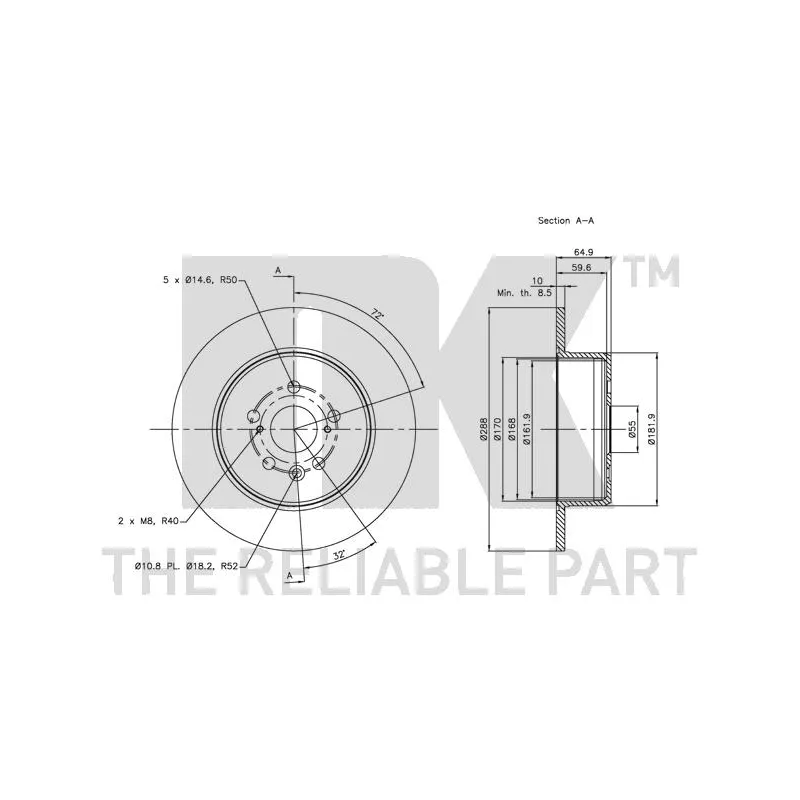 Jeu de 2 disques de frein arrière NK 204594 - Visuel 2