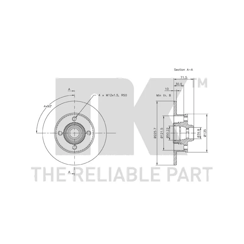 Jeu de 2 disques de frein arrière NK 2047121 - Visuel 2