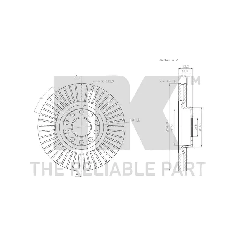 Jeu de 2 disques de frein avant NK 2047140 - Visuel 2