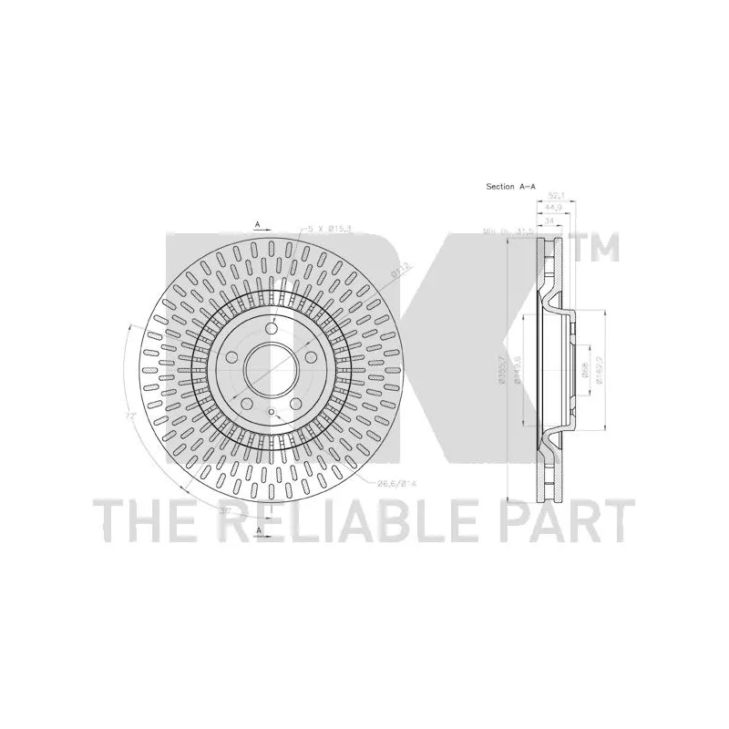 Jeu de 2 disques de frein avant NK 2047155 - Visuel 2