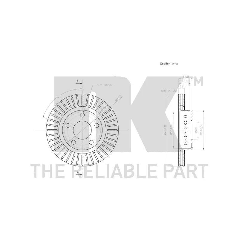 Jeu de 2 disques de frein arrière NK 2047158 - Visuel 2