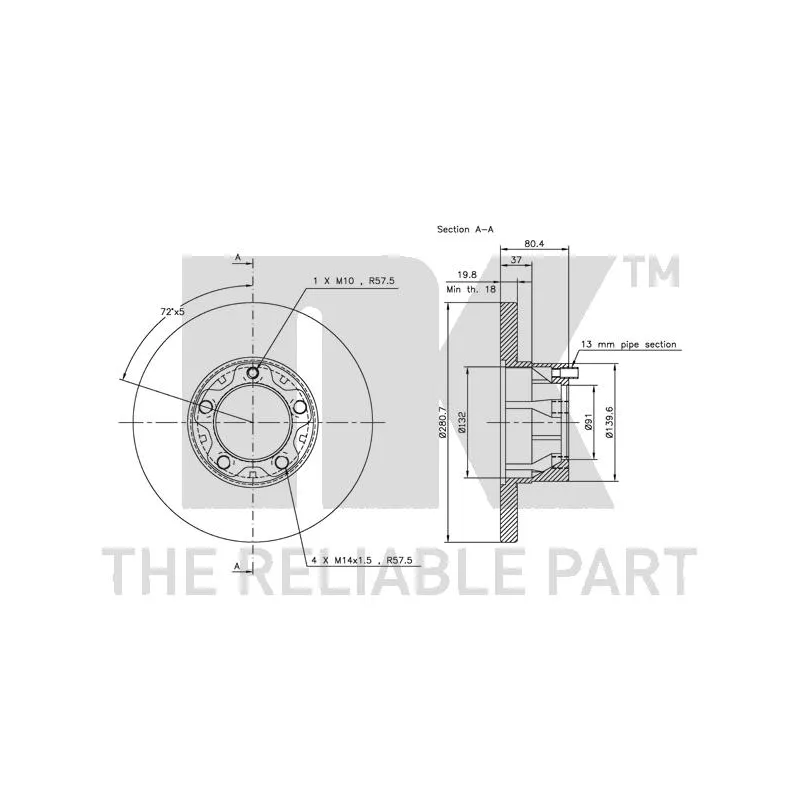 Jeu de 2 disques de frein avant NK 204721 - Visuel 2