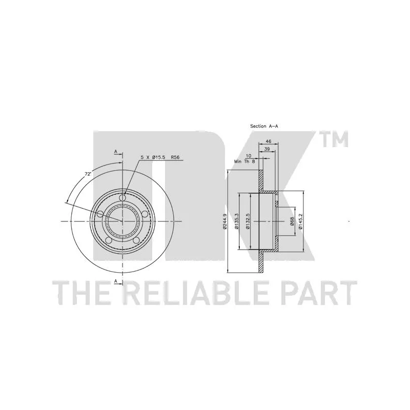 Jeu de 2 disques de frein arrière NK 204747 - Visuel 2