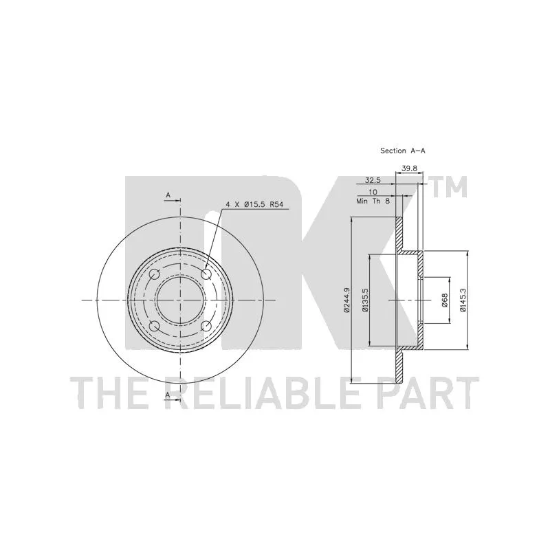 Jeu de 2 disques de frein arrière NK 204748 - Visuel 2