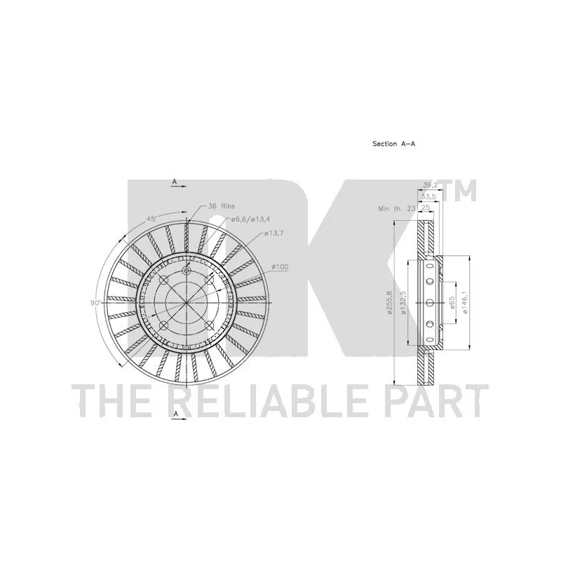 Jeu de 2 disques de frein avant NK 204785 - Visuel 2