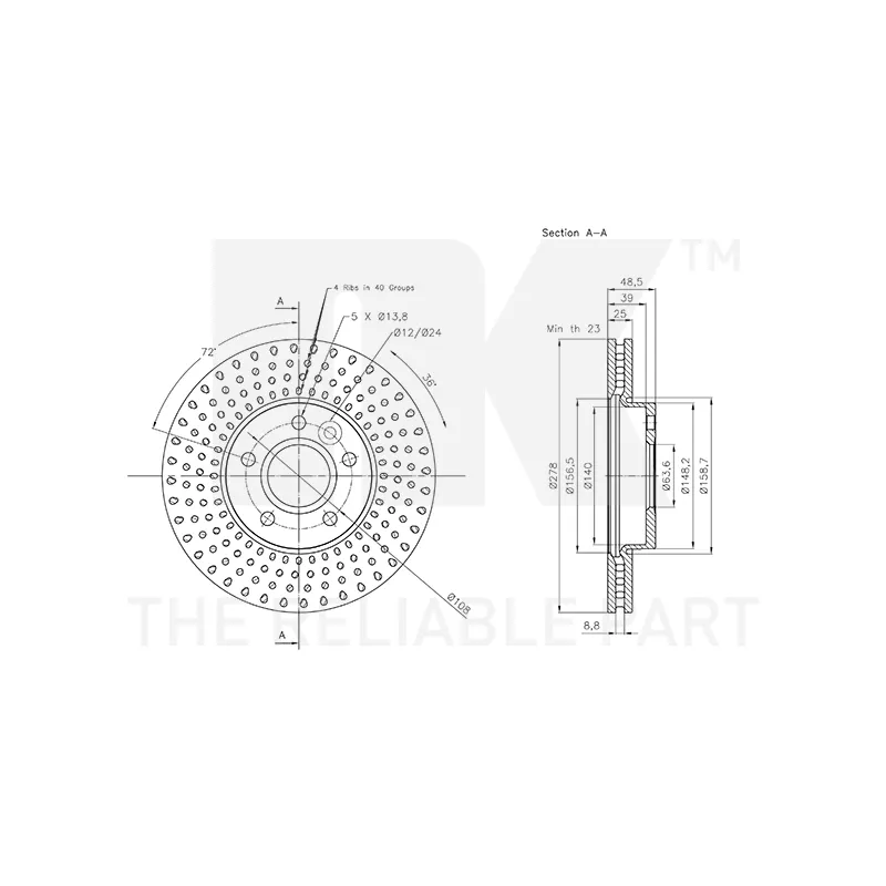 Jeu de 2 disques de frein avant NK 204863 - Visuel 2