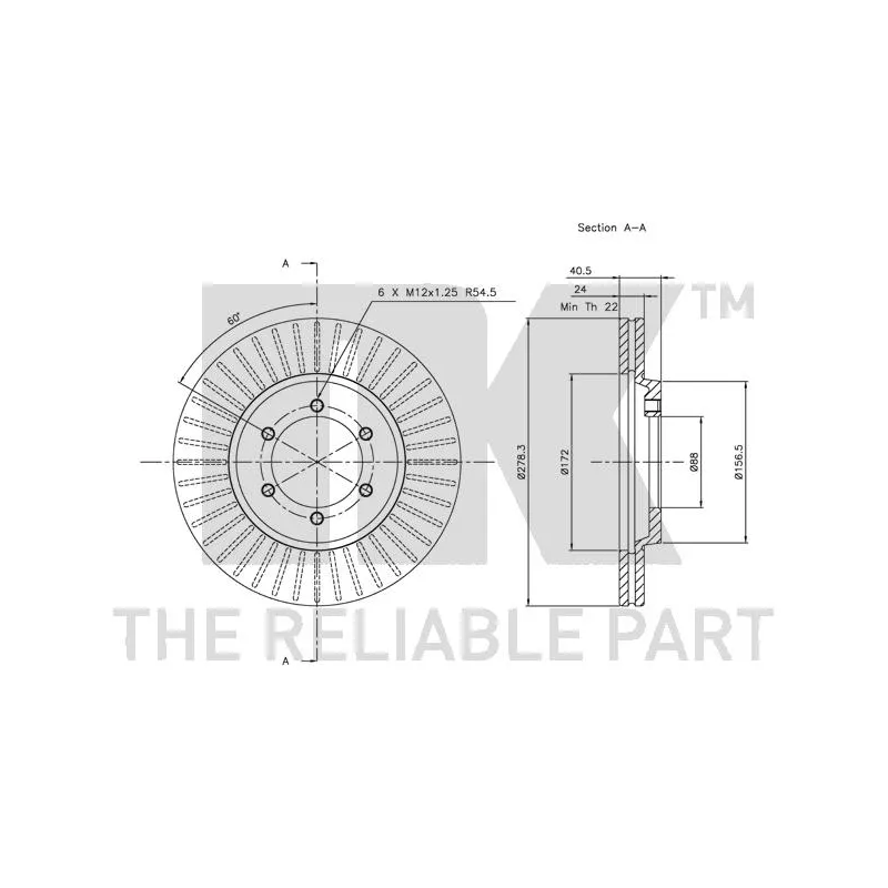 Jeu de 2 disques de frein avant NK 205002 - Visuel 2