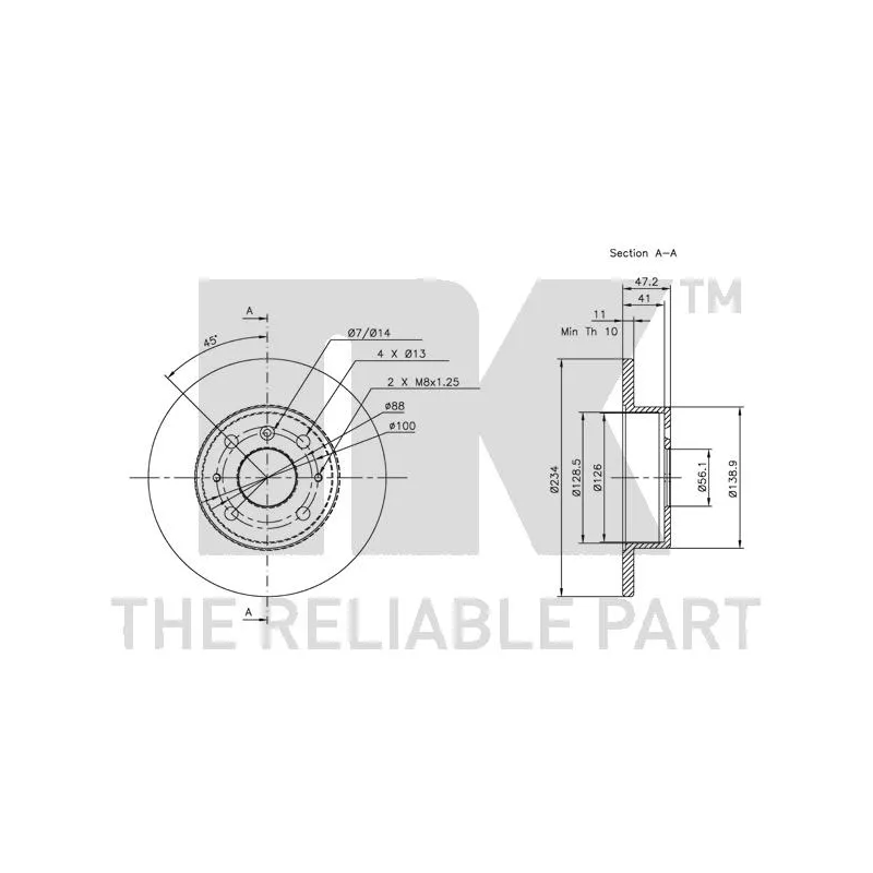 Jeu de 2 disques de frein avant NK 205104 - Visuel 2