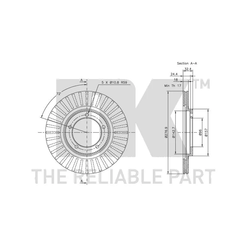 Jeu de 2 disques de frein avant NK 205108 - Visuel 2