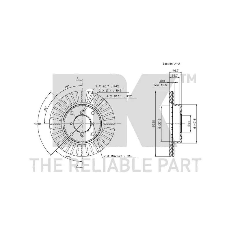 Jeu de 2 disques de frein avant NK 205204 - Visuel 1