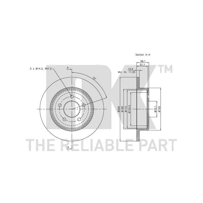 Jeu de 2 disques de frein arrière NK 209311 - Visuel 2