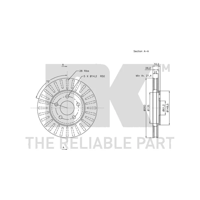 Jeu de 2 disques de frein avant NK 209314 - Visuel 2