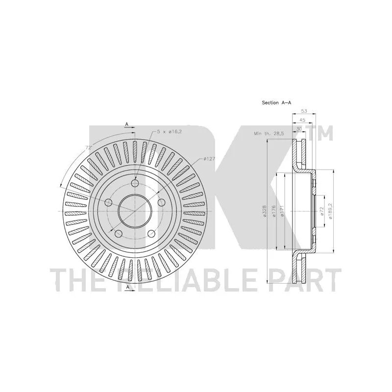 Jeu de 2 disques de frein avant NK 209317 - Visuel 2
