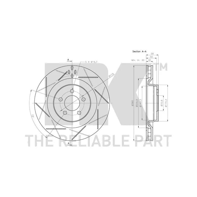 Jeu de 2 disques de frein avant NK 209318 - Visuel 2