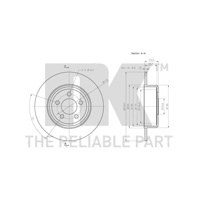 Jeu de 2 disques de frein arrière NK 209323 - Visuel 2