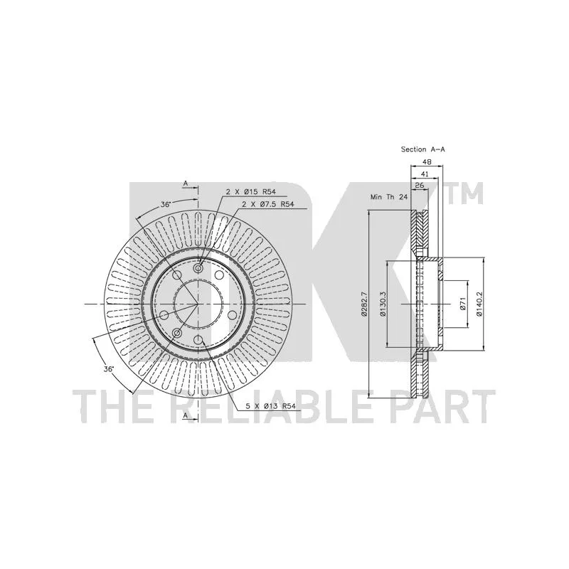 Jeu de 2 disques de frein avant NK 209920 - Visuel 2