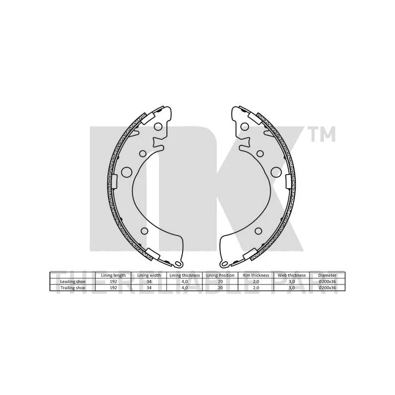 Jeu de mâchoires de frein NK 2726441 - Visuel 1