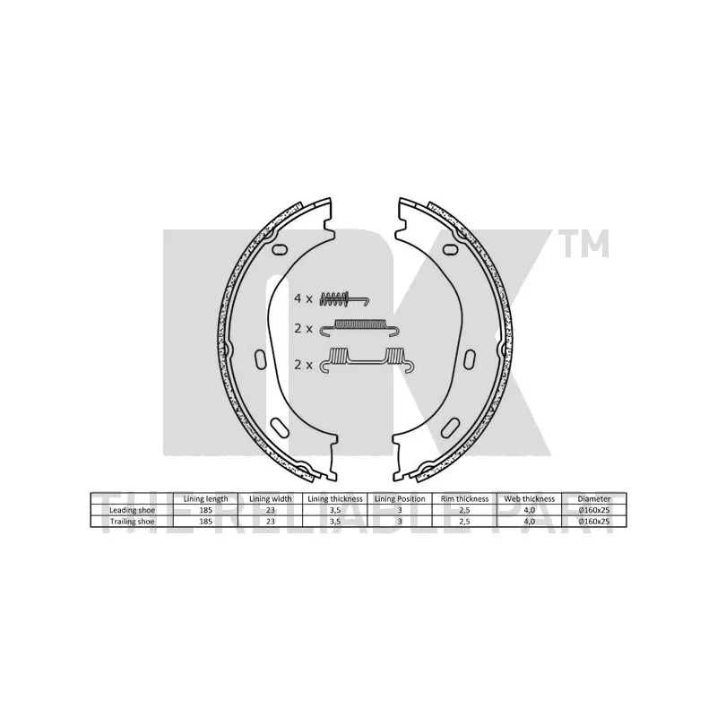 Jeu de mâchoires de frein, frein de stationnement NK 2733217 - Visuel 1