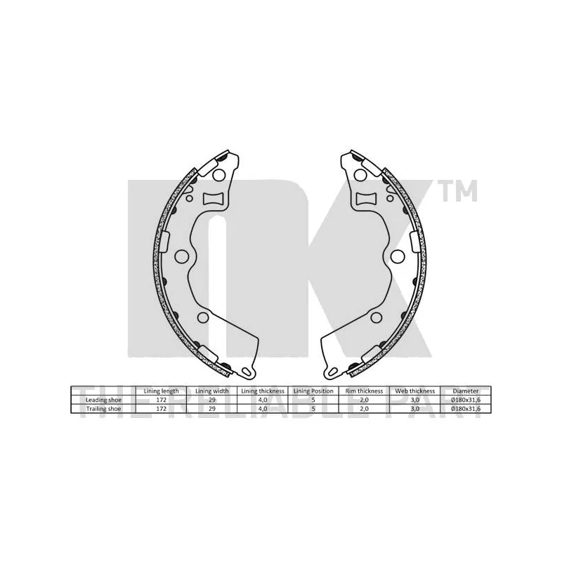 Jeu de mâchoires de frein NK 2735750 - Visuel 1